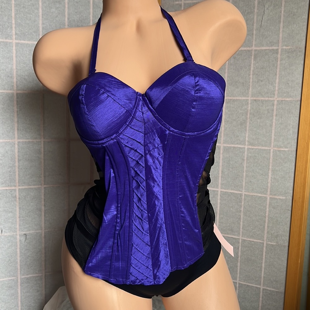 ⚫️ LYDIA purple bustier corset top with mesh back